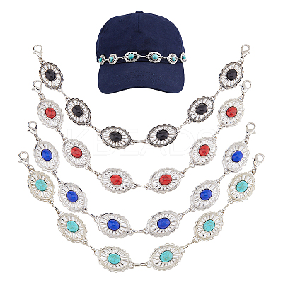 4Pcs Oval Synthetic Turquoise Link Baseball Cap Chain HJEW-HS00043-1