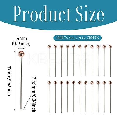 2 Sets Stainless Steel Ball Positioning Head Pins FIND-TA0009-26RG-1