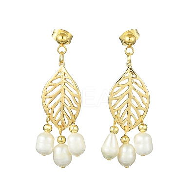 Natural Pearl Chandelier Earrings EJEW-TA00383-1