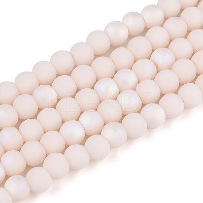 Frosted Opaque Glass Beads Strands GLAA-T032-P4mm-MBB09-1