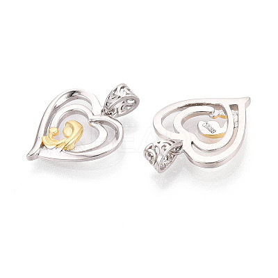 Mother's Day 925 Sterling Silver Heart with Mom and Bagy Pendants STER-N016-104PG-1