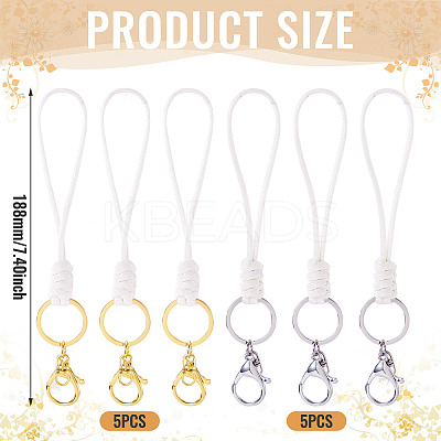 10Pcs 2 Colors Eco-Friendly Korean Waxed Polyester Cord Keychains KEYC-TA00035-1