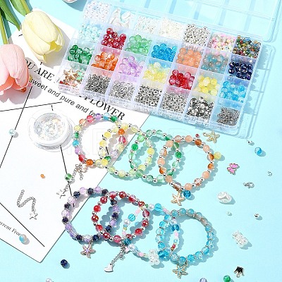 DIY Alloy Enamel & Glass & CCB Plastic Bracelets Jewelry Making Kits DIY-FS0007-50-1