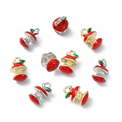 16Pcs 2 Colors Apple Alloy Enamel Charms ENAM-CJ0007-48-1