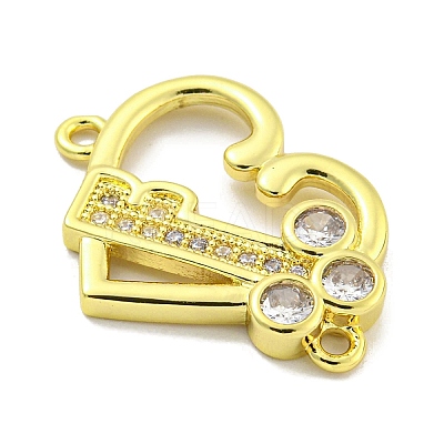 Rack Plating Brass Pave Clear Cubic Zirconia Connector Charms KK-B091-33G-1
