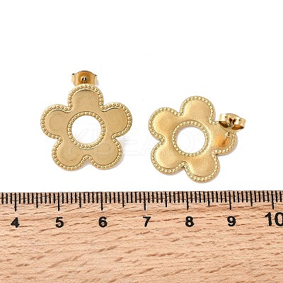 304 Stainless Steel Flower Stud Earrings LS-EJEW-F398-02G-1