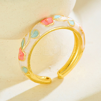 Brass Enamel Cuff Open Rings WG1E9FA-01-1