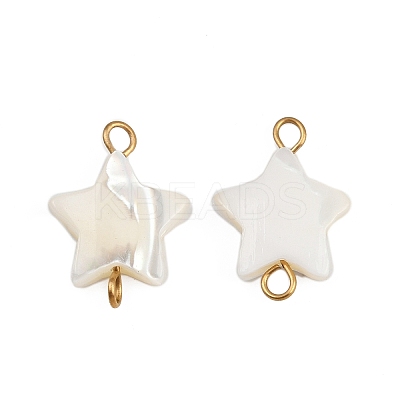 Natural Shell Star Connector Charms X1-STAS-D378-26G-1