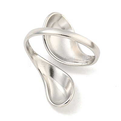 Non-Tarnish Teardrop 304 Stainless Steel Open Cuff Finger Rings for Women RJEW-P114-03P-1