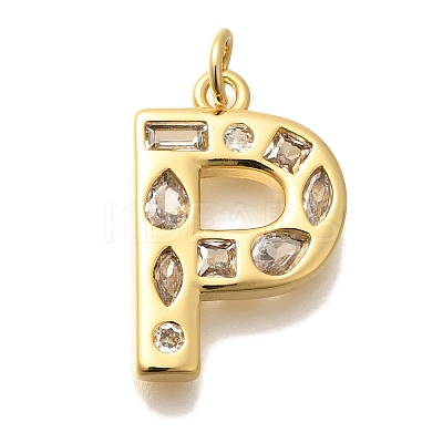 Brass Micro Pave Clear Cubic Zirconia Pendants KK-G521-01G-P-1