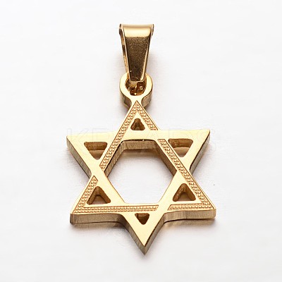 Star of David 304 Stainless Steel Pendants X-STAS-P085-10-1