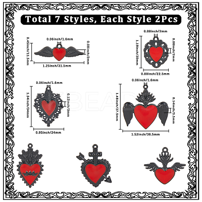 14Pcs 7 Styles Rack Plating Alloy Enamel Pendants FIND-SC0015-17-1