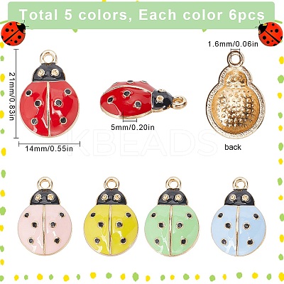 30Pcs 5 Colors Alloy Enamel Pendant Rhinestone Settings ENAM-SC0004-91-1