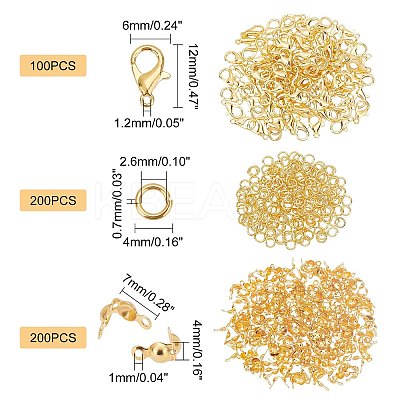 200Pcs Brass End Bead Tips DIY-PH0002-96A-WH-1