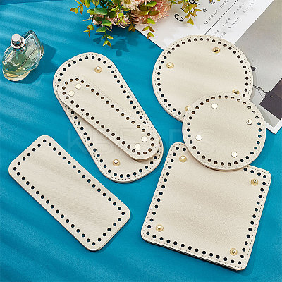 6Pcs 6 Style Flat Round PU Leather Knitting Crochet Bags Nail Bottom Shaper Pad DIY-PH0021-06A-1