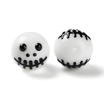 Halloween Themed Baking Paint Glass Beads Strands LAMP-L078-001A-1