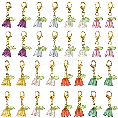 48Pcs 8 Colors Acrylic Pendant Decorations HJEW-YW00190-1