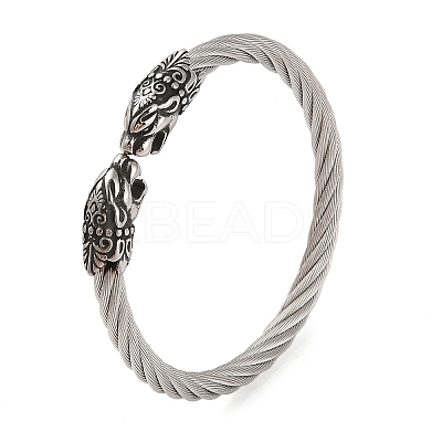 Viking 304 Stainless Steel Open Cuff Bangles for Men BJEW-U001-06D-AS-1