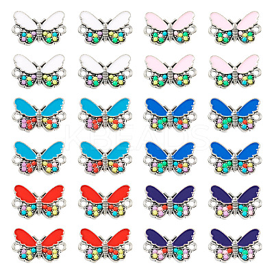 36Pcs 6 Colors Alloy Enamel Connector Charms ENAM-TA0001-97-1