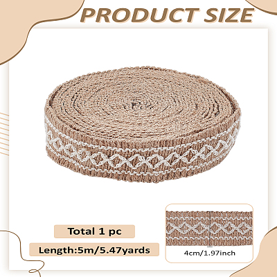 1 Rolls Flat Burlap Lace Ribbons OCOR-LP0001-22-1