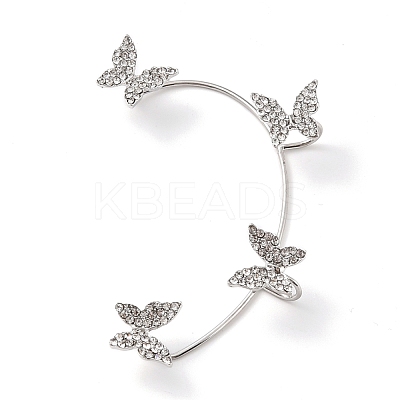 Butterfly Crystal Rhinestone Cuff Earrings for Girl Women Gift EJEW-F275-02A-P-1