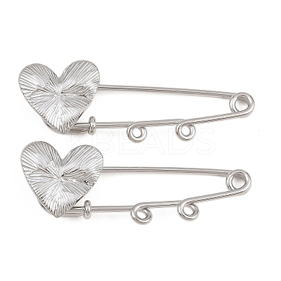 Radiant Heart 304 Stainless Steel Safety Pins Brooch Findings SA-CBA098D-15C-P02-1