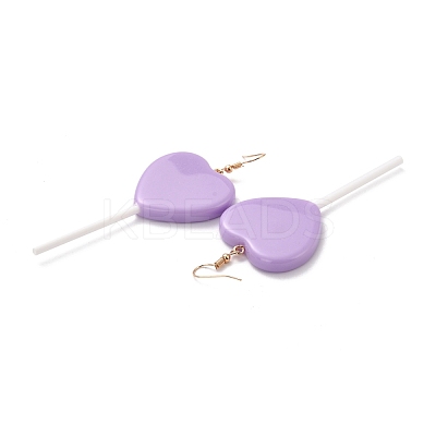 Heart-shape Lollipop Dangle Earrings for Women EJEW-Z015-04D-1