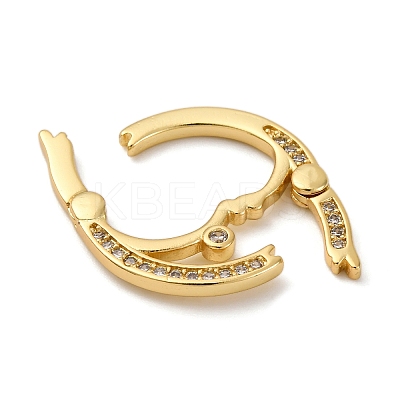 Flat Round Brass Micro Pave Cubic Zirconia Twister Clasps KK-P308-51G-1