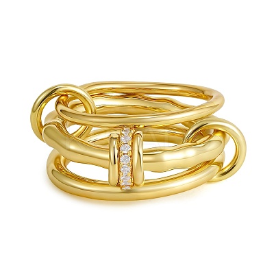 Brass Micro Pave Cubic Zirconia Finger Rings FS-WG6545E-02-1