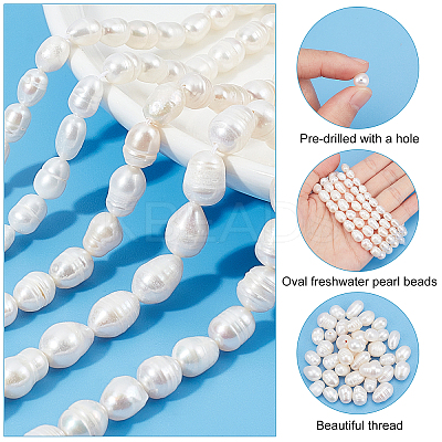5 Strands 5 Style Natural Cultured Freshwater Pearl Beads Strands PEAR-PH0001-10-1