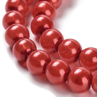 Baking Paint Pearlized Glass Pearl Round Bead Strands LS-HY-XCP0001-13C-1
