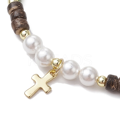 3Pcs 3 Colors 304 Stainless Steel Cross Charm Bracelets BJEW-JB11561-1