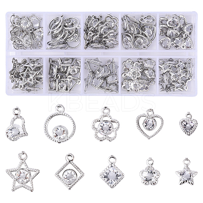 100Pcs 10 Styles Rack Plating Eco-Friendly Alloy Charms FIND-YW0008-79-1