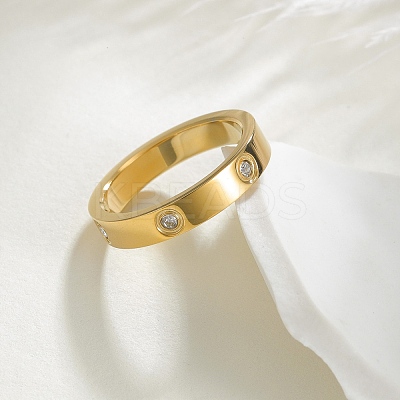 304 Stainless Steel Crystal Rhinestone Finger Rings for Women RJEW-B120-02G-1
