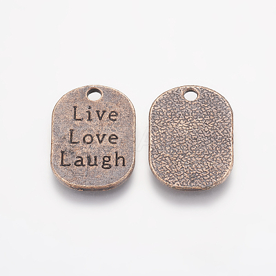 Tibetan Style Alloy Flat Oval Carved Affirmation Word Live Love Laugh Pendants LS-X-TIBEP-22066-R-NR-1