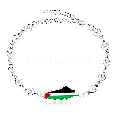Palestine Map 304 Stainless Steel Enamel Link Bracelets FS-WGEA228-12-1