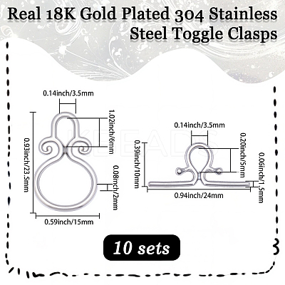 10Pcs 304 Stainless Steel Toggle Clasps STAS-BBC0008-32P-1