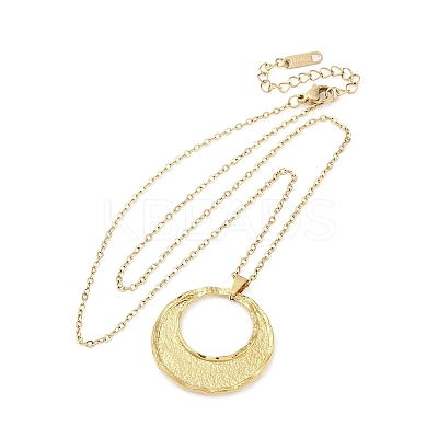 Flat Round 304 Stainless Steel Pendant Necklaces NJEW-M096-26G-1