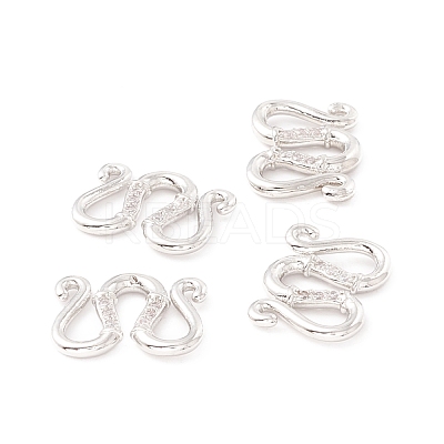 Brass Clear Cubic Zirconia S-Hook Clasps KK-E280-28P-1
