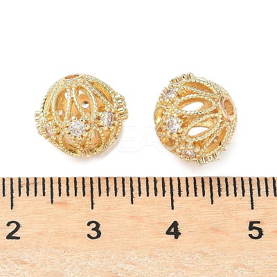 Brass Micro Pave Cubic Zirconia Beads KK-A254-19G-1