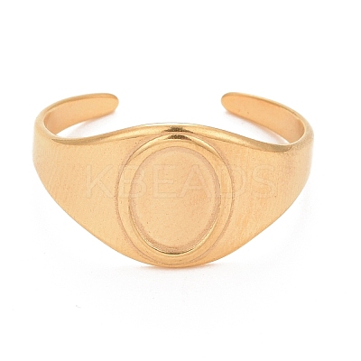 Ion Plating(IP) 304 Stainless Steel Oval Chunky Open Cuff Ring for Women RJEW-C025-14G-1