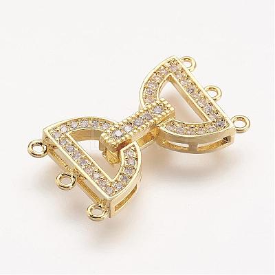 Brass Micro Pave Cubic Zirconia Fold Over Clasps ZIRC-F047-05G-1