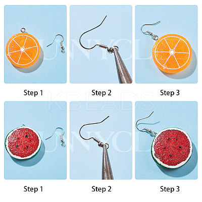 DIY Dangle Earring Making Resin Pendants with Tone Iron Findings and Brass Earring Hooks DIY-SC0009-24-1