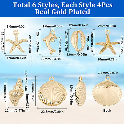 24Pcs 6 Styles Rack Plating Alloy Pendants FIND-SC0013-07-1