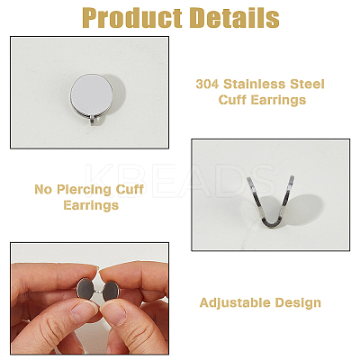 12Pcs 304 Stainless Steel Cuff Earrings EJEW-HS0001-28P-1