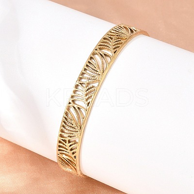 Hollow 304 Stainless Steel Open Cuff Bangles for Women BJEW-F547-01G-1