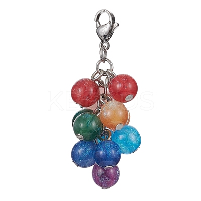 Resin Imitation Cat Eye Beaded Pendants Decoraiton HJEW-JM01203-1