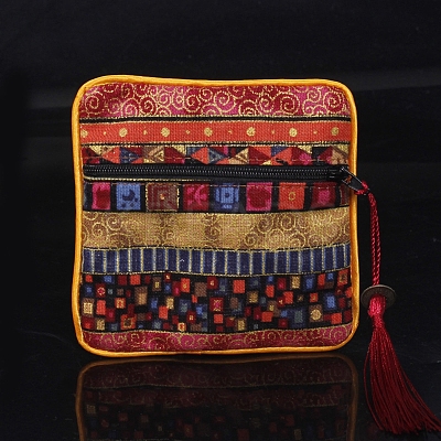 Square Chinese Style Cloth Tassel Bags PW-WG62144-28-1