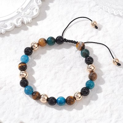 Natural & Synthetic Mixed Gemstone Beads Braided Beaded Bracelets for Women Men BJEW-JB13425-01-1