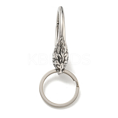 Tibetan Style 316 Surgical Stainless Steel Fittings with 304 Stainless Steel Key Ring FIND-Q101-20AS-1